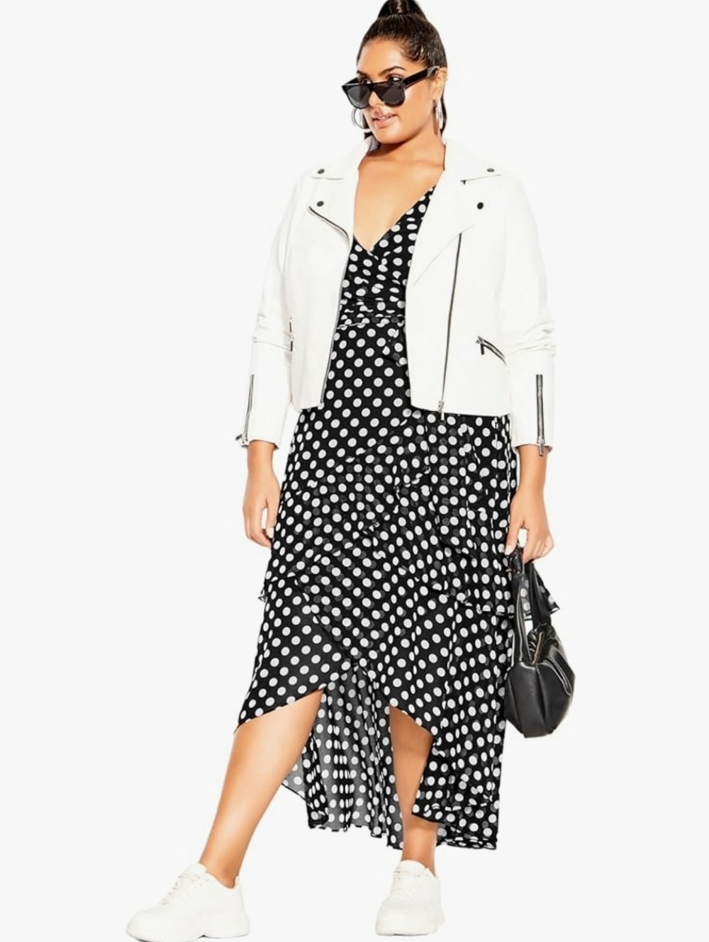 City Chic Women's Plus Size Maxi Emilia Polka Dot Chiffon Faux Wrap Dress. Sz 16 - Picture 5 of 8